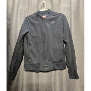 Nike Bomber Jacket Snap Front Lightweight Athleisure‎ Black Jacket Size XS